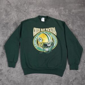 VTG Green Bay Packers Pro Player Sweatshirt Mens Large Green‎ NFC Helmet USA